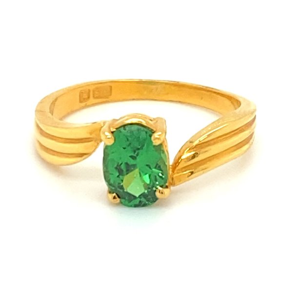 Tsavorite Garnet 1.75ct Solid 22K Yellow Gold Ring - Picture 1 of 7